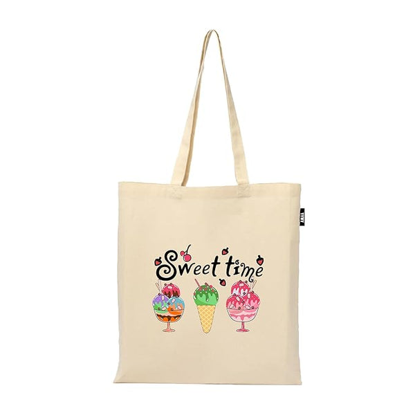 Printed Tote Bag | 100% Organic Cotton Shopping | Grocery Tote Bag | Women Office College Grocery | Vegetable Bags Market, Canvas Bag 15kgs Capacity (13 x 15.7 Inch)