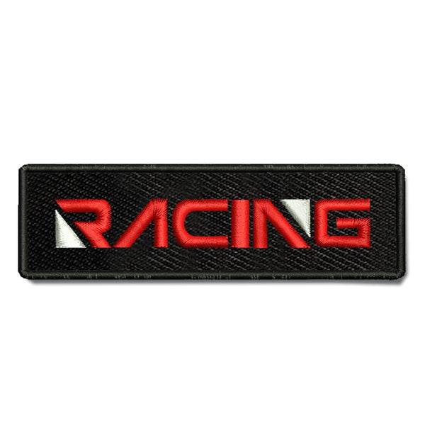 Racing Theme Embroidery Sewable Applique Patches for Riders Boys Girls Kids Jackets Jeans Bags Clothes Dress Any Garments Etc L x H 4 x 1.25 inches (Red)