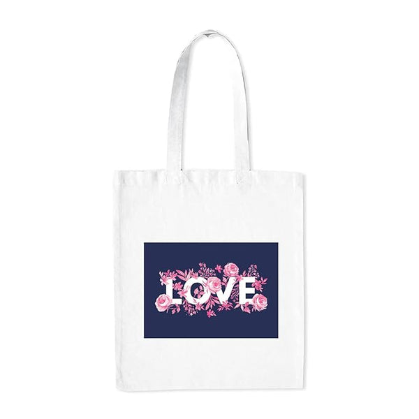 Love Canvas Tote Bags For Women, Stylish College Bag for Girls, Organic Cotton And Polyster Bag for Traveling & Daily Use | Gifts for Women L X H 38 X 43 Cms