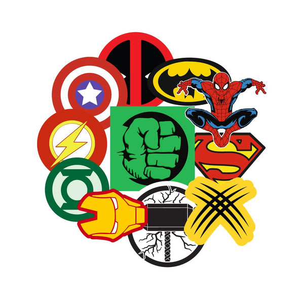 11PCs Superheros Printed Iron Patches Clothes Any Garments T Shirt Bags Caps Multicolored