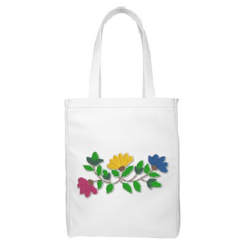 Personalized Embroidered Flower Tote Bag, Customized Reusable Handbag for Women and Girls, Design with Free Personalization Thread DIY Crafts