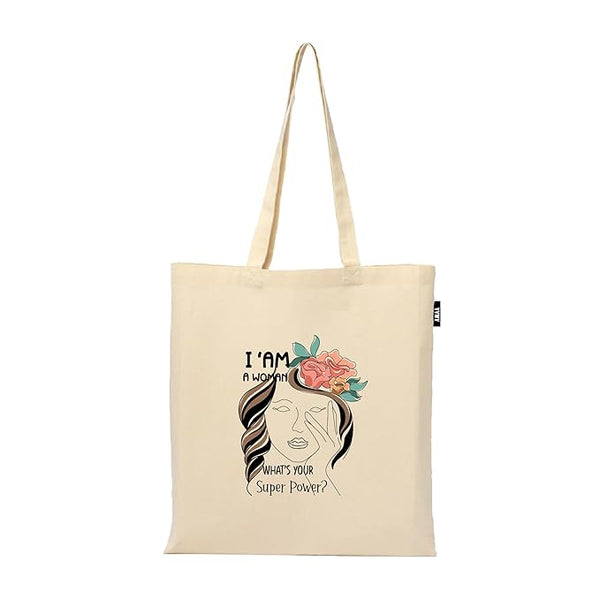 Women Theme Tote Bag | 100% Organic Cotton Shopping Grocery Tote Bag Women Office College Grocery,Vegetable Bags Market, Canvas Bag 15kgs Capacity (13 x 15.7 Inch)