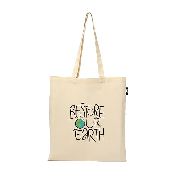 Printed Reusable Tote Bags | 100% Organic Cotton Shopping Grocery Tote Bags Women Office College Grocery,Vegetable Bags Market, Canvas Bag 15kgs Capacity (13 x 15.7 Inch)