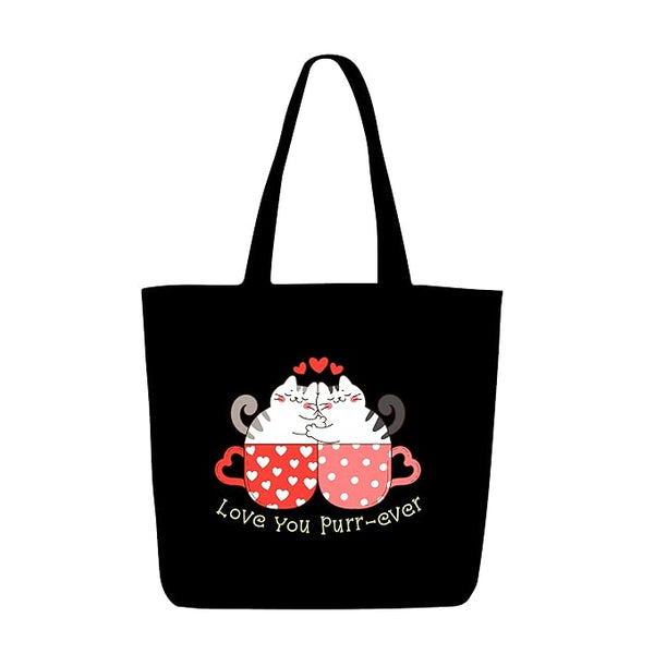 Eco Friendly Cotton Black Tote Bags formal For Women Men Students Office Use College Aesthetic With Zip Compartments Bags