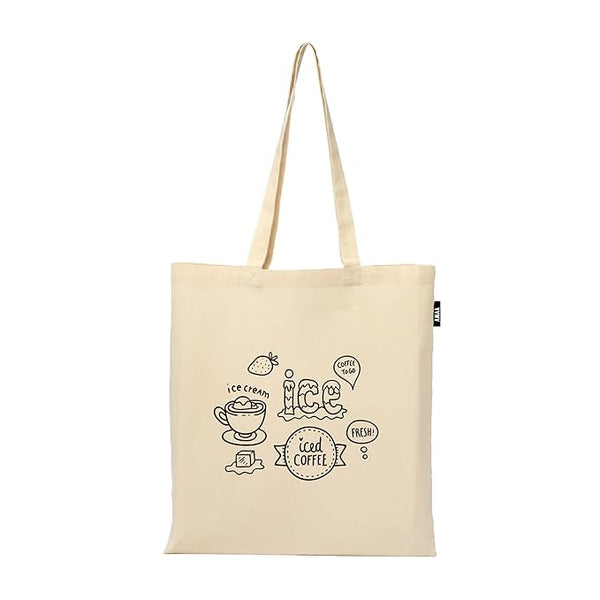 Food Theme Printed Tote Bag | 100% Organic Cotton Shopping | Grocery | Tote Bag | Women Office College Grocery,Vegetable Bags Market, Canvas Bag 15kgs Capacity (13 x 15.7 Inch)