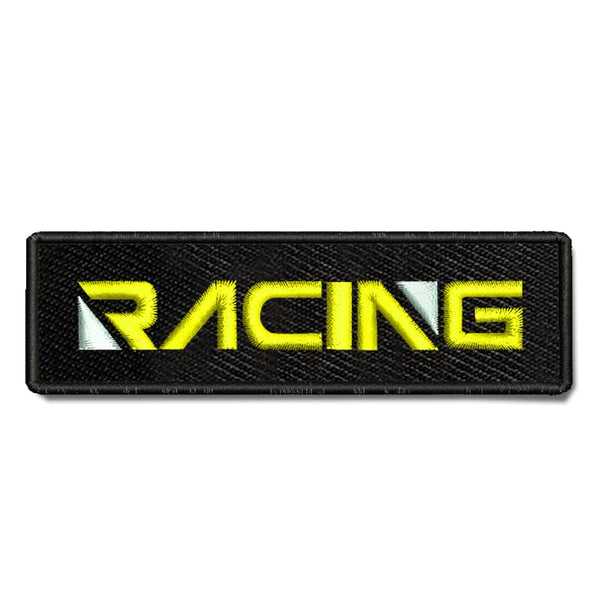 Racing Theme Embroidery Sewable Applique Patches for Riders Boys Girls Kids Jackets Jeans Bags Clothes Dress Any Garments Etc L x H 4 x 1.25 inches (Yellow)