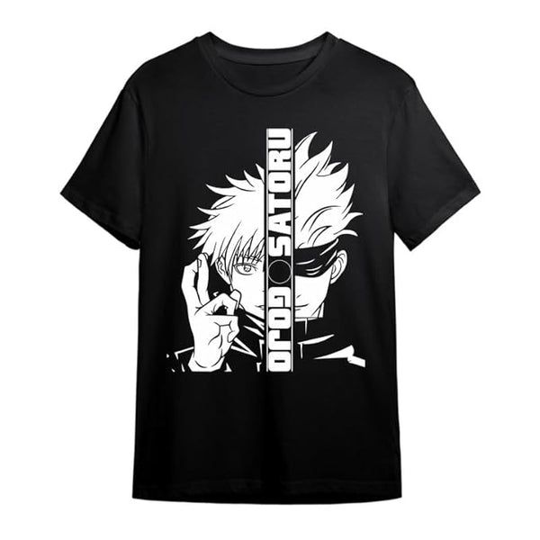 Anime Graphic Printed Half Sleeves T Shirt, Graphic Printed Black T-Shirt