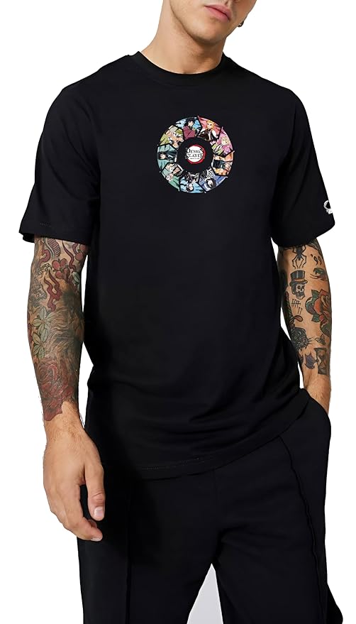 PeaceOut Cotton Unisex T-Shirt with Anime Printed Demon Slayer Hashira (Black)