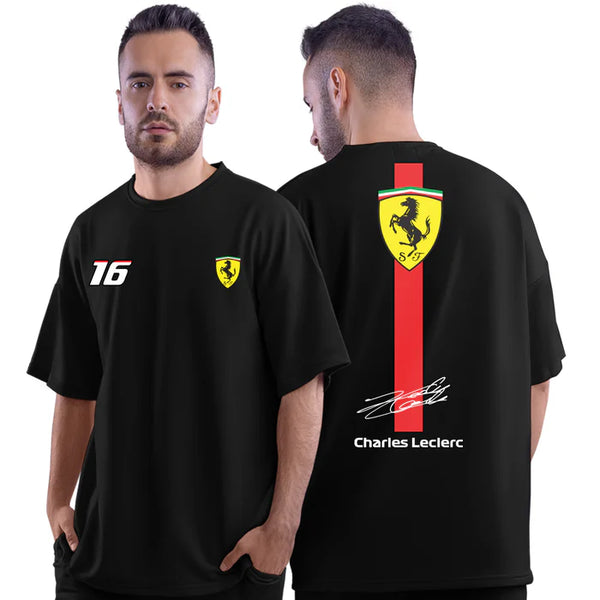 Ferrari Charles Leclerc Oversized Half Sleeve Unisex Motorsport T-Shirt