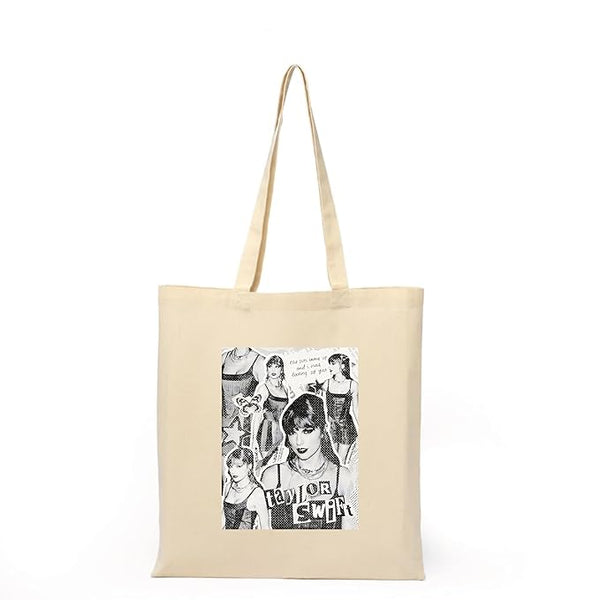 Taylor Swiftz Tote Bag With Zipper for Womens College Travel Girls L x H 15 x 17 Inch