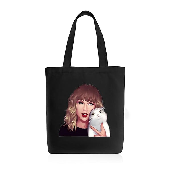 Printed Tay-lorrr Swiftzz Tote Bag With Zipper for Womens Travel College Stylish Girls Tay-lorrr Swiftzzz Fans Tote Bag L x H 15 x 17 Inch