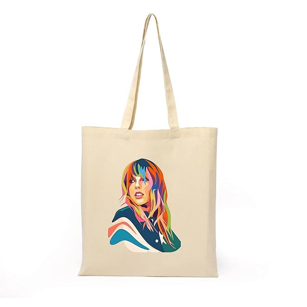 Singer Taylor Swiftz Printed Tote Bag With Zipper for Womens Girls College School Office Travel L x H 15 x 17 Inch