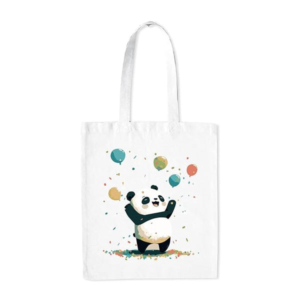 Panda Digital Art Medium Canvas Tote Bag for Women with Zip, Stylish Polyster Cotton Handbags College Grocery Handbags L X H 38 X 43 Cms