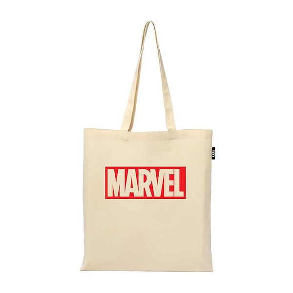 Marvel Printed Reusable Tote Bags | 100% Organic Cotton Shopping/Grocery Bag | Multi-Purpose Bag | Sturdy Canvas Bag with 15kgs Capacity (13 x 15.7 Inch)