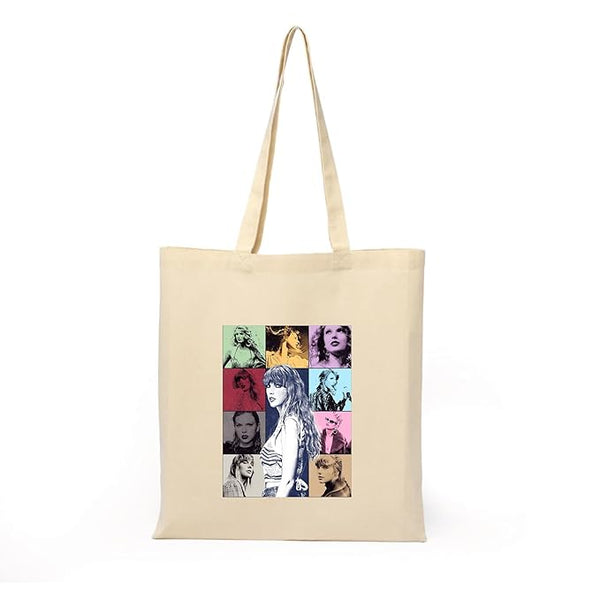 Taylor Swiftz Tote Bag With Zipper for Womens Girls College Travel Printed Tote Bag L x H 15 x 17 Inch