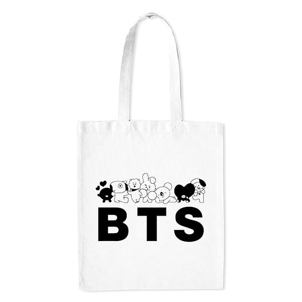 Bts Tote Bag With Zipper for Womens College Girls School Travel L x H 15 x 17 Inch