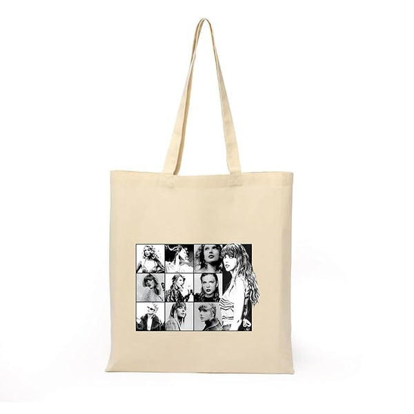 Taylor Swiftz Tote Bag With Zipper for Womens Girls College Travel Printed Tote Bag L x H 15 x 17 Inch