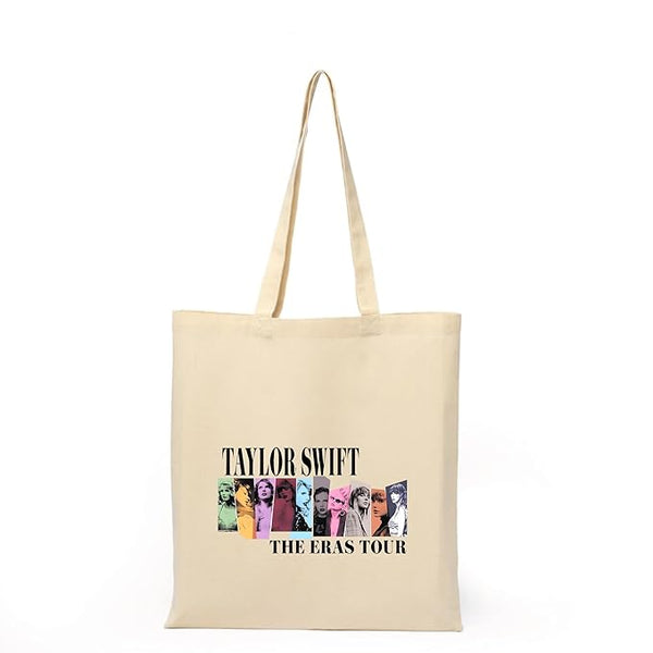 Taylor Swiftz Printed Tote Bag With Zipper for Womens Travel College Girls L x H 15 x 17 Inch