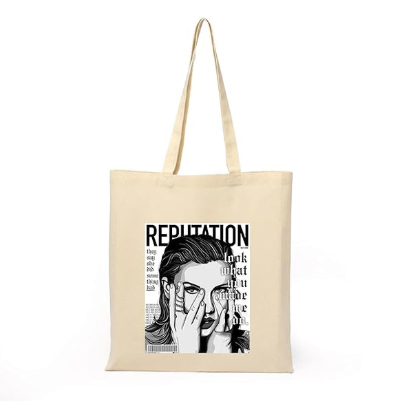 Taylor Swiftz Tote Bag With Zipper for College Travel Womens Girls Printed Tote Bag L x H 15 x 17 Inch