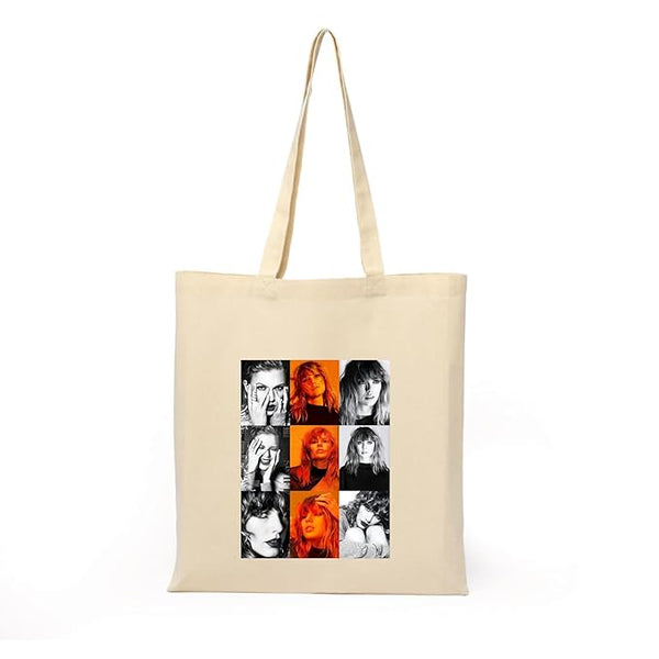 Taylor Swiftz Tote Bag With Zipper for Womens Girls College Travel Printed Tote Bag L x H 15 x 17 Inch