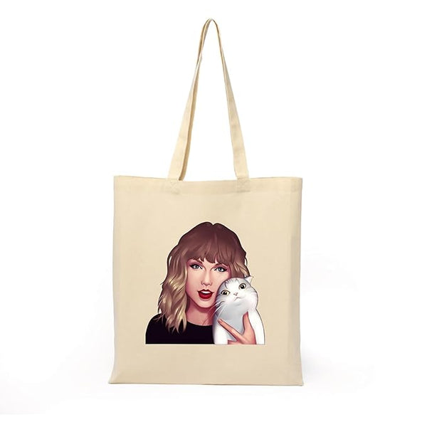 Taylor Swiftz Tote Bag With Zipper for Womens Girls College Travel Printed Tote Bag L x H 15 x 17 Inch