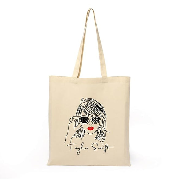 Taylor Swiftz Printed Tote Bag With Zipper for Womens Travel College Girls L x H 15 x 17 Inch